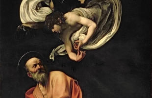 The Inspiration of St Matthew 1604 by Caravaggio