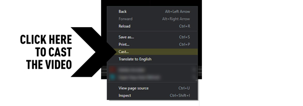 The right click context menu for casting.
