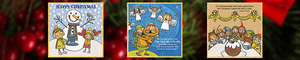 Images of illustrated Christmas cards.