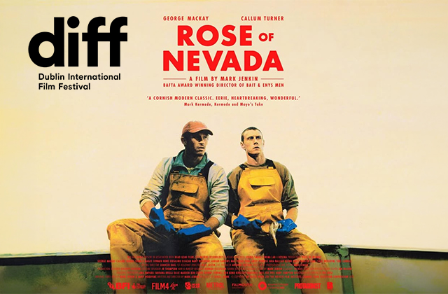 Nick (1917’s George MacKay) and Liam (Callum Turner), sit outside in a open boat, they both have worried, confused looks on their faces.