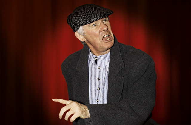 Robert Gogan dressed as Bloom on stage